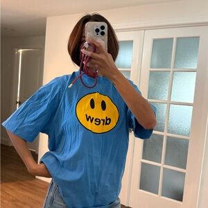 Drew House Blue Tee with Yellow Graphic